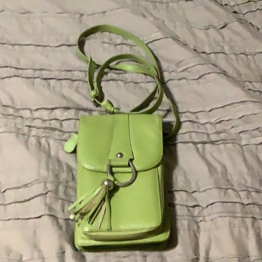Coldwater Creek Green Crossbody Bag with Tassel Accent